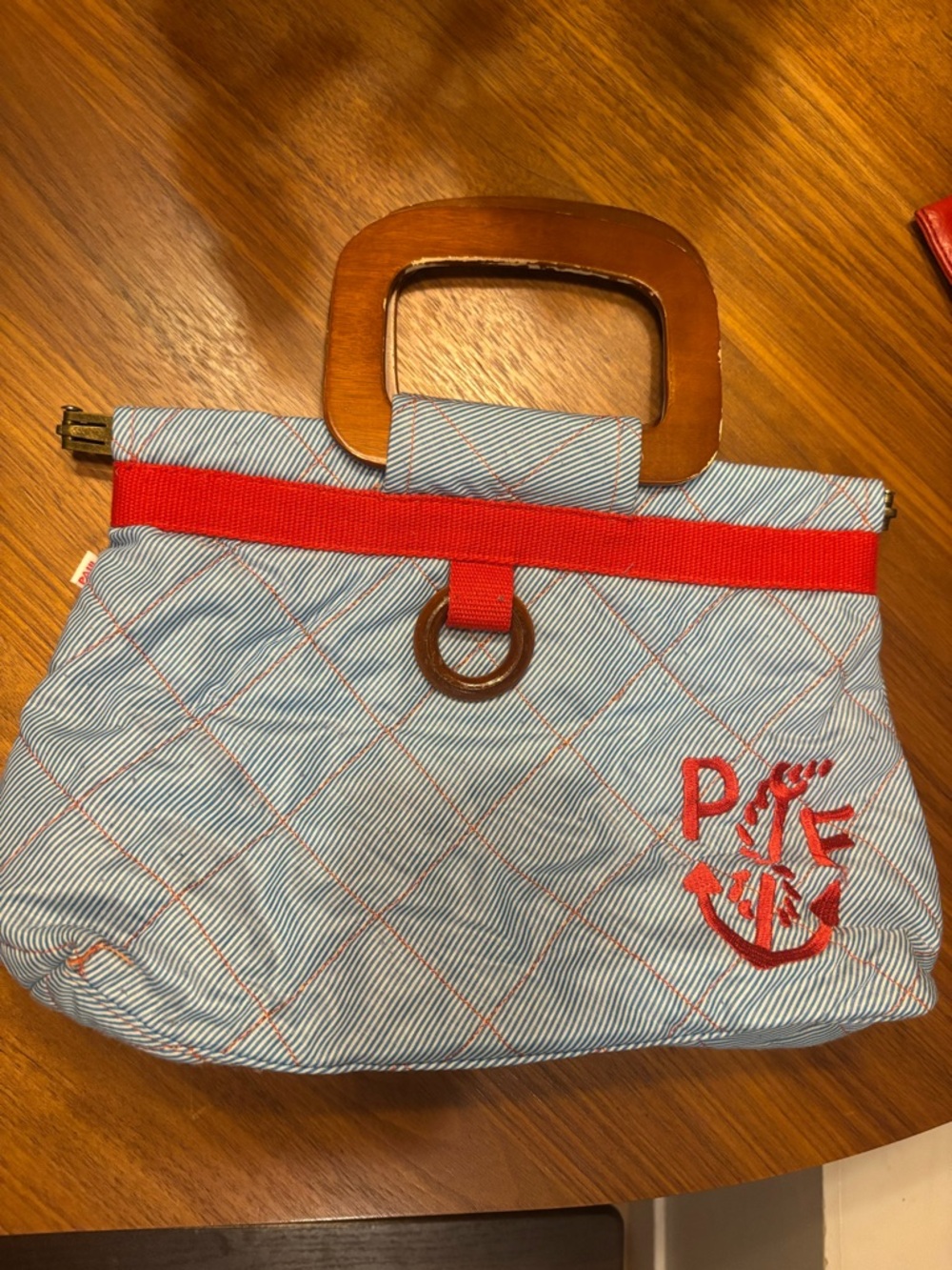 Paul Frank | Nautical quilted tote with Wooden Handle